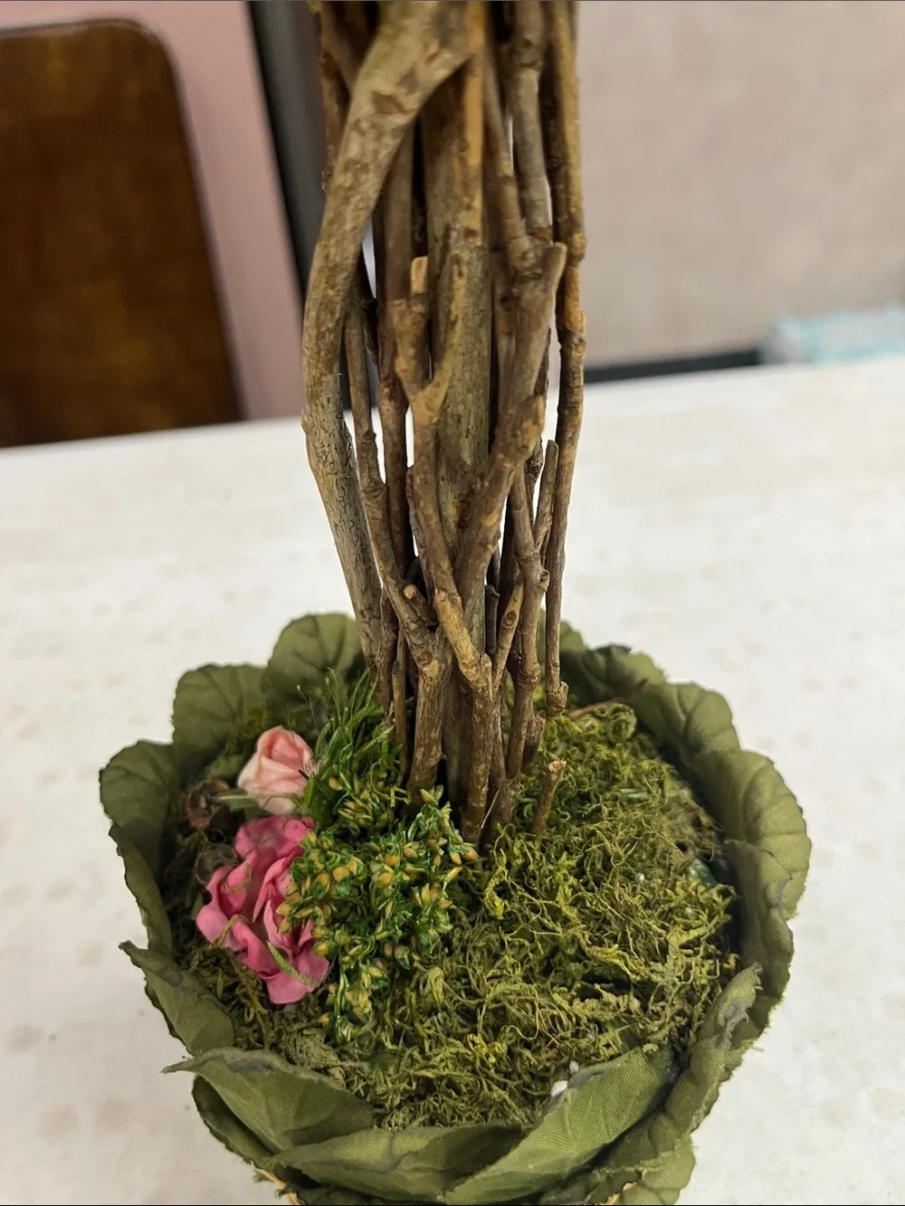 Artificial Pink Rose Topiary Tree